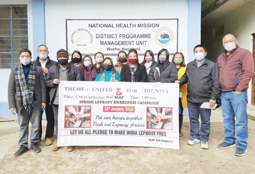 Dr N Mhonchan Kithan, ZLO Wokha with participants at Anti Leprosy Day programme, CMO Conference hall Wokha on January 30.